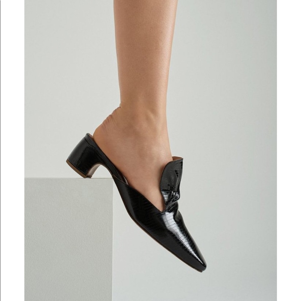 By Far Alexa Mule Black Lizard Patent